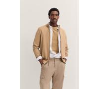 Strickjacke BUGATTI "Regular Fit", Herren, Gr. L, beige (40, beige), Strick, 95% Baumwolle, 5% Kaschmir, unifarben, regular fit, ohne Ausschnitt, Rippbündchen, Strickjacken Strickjacke, mit Reißversch
