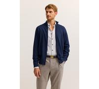 Strickjacke BUGATTI "Regular Fit", Herren, Gr. L, blau (370, marine), Strick, 100% Baumwolle, unifarben, regular fit, ohne Ausschnitt, Rippbündchen, Strickjacken Strickjacke, aus Baumwolle mit Stehkra