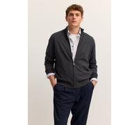 Strickjacke BUGATTI "Regular Fit", Herren, Gr. L, 280, dunkelgrau, Strick, 100% Baumwolle, unifarben, regular fit, ohne Ausschnitt, Rippbündchen, Strickjacken Strickjacke, aus Baumwolle mit Stehkragen