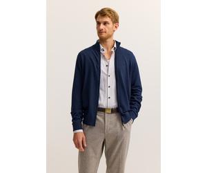 Strickjacke BUGATTI "Regular Fit", Herren, Gr. M, 370, marine, Strick, 100% Baumwolle, unifarben, regular fit, ohne Ausschnitt, Rippbündchen, Strickjacken Strickjacke, aus Baumwolle mit Stehkragen (17