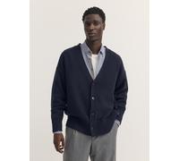 Strickjacke BUGATTI "Regular Fit", Herren, Gr. S, blau (390, marine), 80% Wolle, 20% Polyamid, unifarben, regular fit, V-Ausschnitt, Strickjacken Strickjacke, Regular Fit Wollmix V-Ausschnitt (9870691