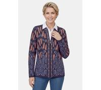Strickjacke GOLDNER "Kurzgröße Langarm Jacquardjacke, Paisley-Muster", Damen, Gr. 24, bunt (bunt, gemustert), Obermaterial: 42% Polyacryl PAN. 32% Viskose CV. 26% Baumwolle CO., Tubular, Strickjacken 