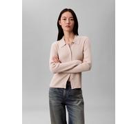 Strickjacke CALVIN KLEIN JEANS, Damen, Gr. XL (44), tuscan beige, Strick, Obermaterial: 65% Polyester, 35% metallisierte Fasern, unifarben, regular fit taillenbedeckt, Rundhals, eingesetzt gerader Abs