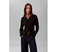 Strickjacke CALVIN KLEIN JEANS, Damen, Gr. XXL (46), maritime blau, Strick, Obermaterial: 65% Polyester, 35% metallisierte Fasern, unifarben, regular fit taillenbedeckt, Rundhals, eingesetzt gerader A