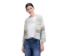 Strickjacke CARTOON "Damen mit Color Blocking", Damen, Gr. 34, blau (beige, blau), Obermaterial: 77% Baumwolle, 23% Polyester, oversize normal, Strickjacken Strickjacke, Struktur (29667368-34) beige,