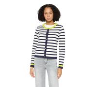 Strickjacke CARTOON "Damen mit Rundhalsausschnitt", Damen, Gr. 34, blau, weiß, Obermaterial: 55% Viskose, 30% Polyester, 15% Polyamid, relaxed fit normal, Rundhals, Strickjacken Strickjacke (52207250-