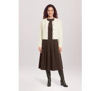 Strickjacke CARTOON "Damen mit Rundhalsausschnitt", Damen, Gr. 42, weiß (eggnog), Obermaterial: 53% Polyester, 20% Polyacryl, 19% Polyamid, 8% Wolle, normal normal, Rundhals, Strickjacken Strickjacke 