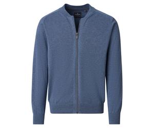 Strickjacke CASAMODA "Strickjacke", Herren, Gr. 3XL, blau (graues dunkelblau), Strick, Obermaterial: 100% Baumwolle, unifarben, regular fit hüftbedeckend, Rundhals, Strickjacken Strickjacke, mit Reißv