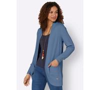 Strickjacke CASUAL LOOKS, Damen, Gr. 38, blau (mittelblau), 50% Baumwolle, 50% Polyacryl, unifarben, Strickjacken Strickjacke (70260163-38) mittelblau