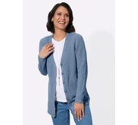 Strickjacke CASUAL LOOKS, Damen, Gr. 40, blau (bleu), 50% Baumwolle, 50% Polyacryl, unifarben, Strickjacken Strickjacke (27988127-40) bleu