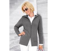 Strickjacke CASUAL LOOKS, Damen, Gr. 40, grau (grau, meliert), 50% Baumwolle, 50% Polyacryl, unifarben, figurumspielend, Strickjacken Strickjacke (739824-40) grau, meliert