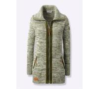 Strickjacke CASUAL LOOKS, Damen, Gr. 40, grün (schilf, ecru, meliert), 68% Baumwolle, 32% Polyacryl, meliert, Strickjacken Strickjacke (75852842-40) schilf, ecru, meliert