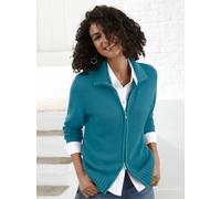 Strickjacke CASUAL LOOKS, Damen, Gr. 42, blau (petrol), 50% Baumwolle, 50% Polyacryl, unifarben, figurumspielend, Strickjacken Strickjacke (125148-42) petrol