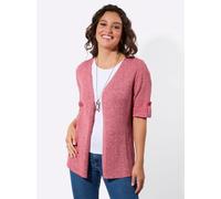 Strickjacke CASUAL LOOKS, Damen, Gr. 48, erdbeere, weiß, meliert, 100% Baumwolle, meliert, Strickjacken Strickjacke (14648755-48) erdbeere, weiß, meliert