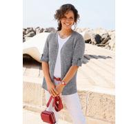 Strickjacke CASUAL LOOKS, Damen, Gr. 48, schwarz, weiß, meliert, 100% Baumwolle, meliert, Strickjacken Strickjacke (66277002-48) schwarz, weiß, meliert
