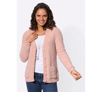 Strickjacke CASUAL LOOKS, Damen, Gr. 54, beige (puder), 58% Polyester, 42% Baumwolle, unifarben, Strickjacken Strickjacke (27494809-54) puder