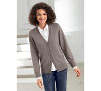 Strickjacke CASUAL LOOKS, Damen, Gr. 54, grau (taupe, meliert), 50% Baumwolle, 50% Polyacryl, unifarben, figurumspielend, Strickjacken Strickjacke (739989-54) taupe, meliert