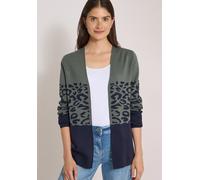 Strickjacke CECIL, Damen, Gr. L (42), grün (dried olive grün), Stoff, 52% Viskose, 28% Polyester, 20% Nylon, gemustert, comfort fit normal, ohne Ausschnitt, Bündchen, Strickjacken Strickjacke, aus sof