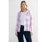 Strickjacke CECIL, Damen, Gr. L (42), lila (sporty lila melange), Stoff, 50% Viskose, 28% Polyester, 22% Nylon, kariert, gerade hüftlang, ohne Ausschnitt, Bündchen, Strickjacken Strickjacke, in Melang