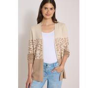 Strickjacke CECIL, Damen, Gr. XXL (46), beige (creamy mocha melange), Stoff, 52% Viskose, 28% Polyester, 20% Nylon, gemustert, comfort fit normal, ohne Ausschnitt, Bündchen, Strickjacken Strickjacke,