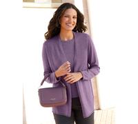 Strickjacke CLASSIC BASICS, Damen, Gr. 38, lila (feige, meliert), 40% Viskose, 30% Polyamid, 25% Polyester, 5% Kaschmir, meliert, Strickjacken Strickjacke (73775030-38) feige, meliert