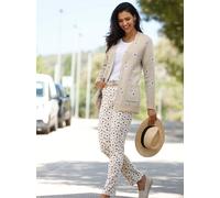 Strickjacke CLASSIC BASICS, Damen, Gr. 42, blau (weiß, marine, gemustert), 100% Polyacryl, geblümt, gemustert, mehrfarbig, Strickjacken Strickjacke (74106013-42) weiß, marine, gemustert