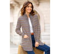 Strickjacke CLASSIC BASICS, Damen, Gr. 42, braun (dunkeltaupe, ecru, gestreift), 100% Polyacryl, gemustert, gestreift, mehrfarbig, Strickjacken Strickjacke (54523849-42) dunkeltaupe, ecru, gestreift
