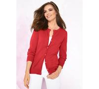 Strickjacke CLASSIC BASICS, Damen, Gr. 42, rot (korallenrot), 100% Baumwolle, unifarben, figurumspielend, Strickjacken Strickjacke (89382026-42) korallenrot