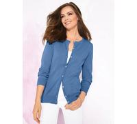 Strickjacke CLASSIC BASICS, Damen, Gr. 44, blau, 100% Baumwolle, unifarben, figurumspielend, Strickjacken Strickjacke (31947415-44) blau