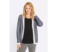 Strickjacke CLASSIC BASICS, Damen, Gr. 44, dunkelblau, ecru, gemustert, 100% Baumwolle, gemustert, mehrfarbig, Strickjacken Strickjacke (38977548-44) dunkelblau, ecru, gemustert