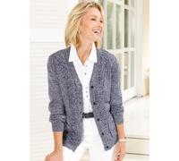 Strickjacke CLASSIC BASICS, Damen, Gr. 44, marine, ecru, meliert, 100% Polyacryl, meliert, Strickjacken Strickjacke (59750631-44) marine, ecru, meliert