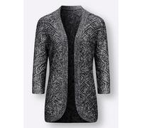 Strickjacke CLASSIC BASICS, Damen, Gr. 44, schwarz (schwarz, ecru, meliert), 50% Baumwolle, 50% Polyacryl, meliert, Strickjacken Strickjacke (89191831-44) schwarz, ecru, meliert