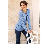 Strickjacke CLASSIC BASICS, Damen, Gr. 46, himmelblau, marine, 100% Polyacryl, geblümt, gemustert, mehrfarbig, Strickjacken Strickjacke (71162747-46) himmelblau, marine