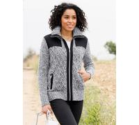 Strickjacke CLASSIC BASICS, Damen, Gr. 48, schwarz (schwarz, ecru, meliert), 100% Polyacryl, unifarben, Strickjacken Strickjacke (93208020-48) schwarz, ecru, meliert