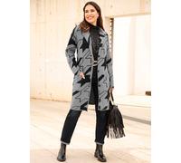 Strickjacke CLASSIC BASICS, Damen, Gr. 56, beige (schwarz, ecru, gemustert), 100% Polyacryl, Hahnentrittmuster, gemustert, mehrfarbig, Strickjacken Strickjacke (91384429-56) schwarz, ecru, gemustert