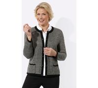 Strickjacke CLASSIC, Damen, Gr. 46, grau (schwarz, champagner, gemustert), 92% Polyacryl, 5% Polyester, 3% metallisierte Fasern, gemustert, Strickjacken Strickjacke (76423747-46) schwarz, champagner, 