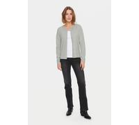 Strickjacke SAINT TROPEZ "A8661, MilaSZ R-Neck Cardigan", Damen, Gr. XXL, grau (pearl grau mel ange), Strick, Obermaterial: 80% Viskose, 20% Polyamid, modisch, regular fit normal, Rundhals, Langarm, S
