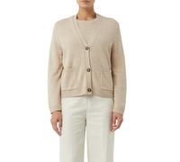 Strickjacke COMMA, Damen, Gr. 42, beige, Strick, Obermaterial: 50% Wolle, 30% Polyamid, 20% Modal, unifarben, hüftbedeckend, tiefer V-Ausschnitt, Flachstrickbündchen, Strickjacken Strickjacke (3215036