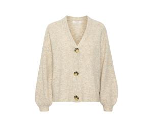 Strickjacke CREAM "Strickjacke CRMerle", Damen, Gr. L, beige (oat melange), Obermaterial: 54% Polyacryl PAN. 32% Polyester COOLMAX(R) PES(Coolmax). 10% Wolle mw. 4% Elasthan EL., Strickjacken Strickja