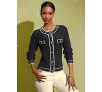 Strickjacke CREATION L, Damen, Gr. 36, schwarz (schwarz, champagner, gemustert), 50% Baumwolle, 50% Polyacryl, unifarben, Strickjacken Strickjacke (14040319-36) schwarz, champagner, gemustert