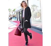 Strickjacke CREATION L, Damen, Gr. 36, schwarz-weiß (schwarz, ecru), 47% Baumwolle, 47% Polyacryl, 6% Polyamid, unifarben, figurumspielend, Strickjacken Strickjacke (32606402-36) schwarz, ecru