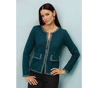 Strickjacke CREATION L, Damen, Gr. 40, petrol, 42% Viskose, 28% Polyamid, 20% Polyester, 10% Wolle, unifarben, Strickjacken Strickjacke (34344501-40) petrol