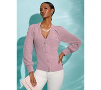 Strickjacke CREATION L, Damen, Gr. 42, lila (mauve), 100% Polyamid, unifarben, Strickjacken Strickjacke (50792864-42) mauve