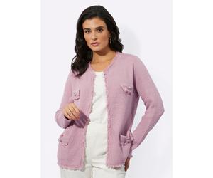 Strickjacke CREATION L, Damen, Gr. 44, lila (mauve), 40% Baumwolle, 40% Viskose, 20% Modal, unifarben, Strickjacken Strickjacke (30410701-44) mauve