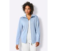 Strickjacke CREATION L PREMIUM, Damen, Gr. 40, blau (eisblau), 97% Baumwolle, 2% Polyamid, 1% Polyester, unifarben, Strickjacken Strickjacke (33815403-40) eisblau