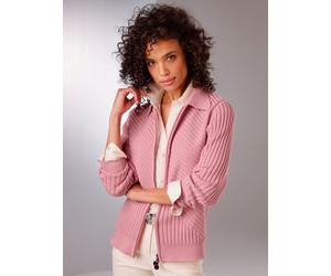Strickjacke CREATION L PREMIUM, Damen, Gr. 42, rosa (rosenquarz), 100% Baumwolle, unifarben, Strickjacken Strickjacke (79183642-42) rosenquarz