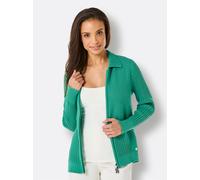Strickjacke CREATION L PREMIUM, Damen, Gr. 44, grün (smaragd), 100% Baumwolle, unifarben, Strickjacken Strickjacke (95543922-44) smaragd