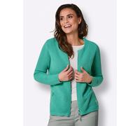 Strickjacke CREATION L PREMIUM, Damen, Gr. 50, grün (blaugrün), 70% Lyocell, 30% Baumwolle, unifarben, Strickjacken Strickjacke (56635718-50) blaugrün