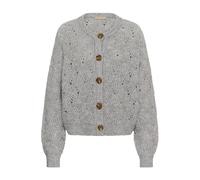 Strickjacke CULTURE "Strickjacke CUkimmy", Damen, Gr. S/M, grau (light grau melange), Obermaterial: 78% Polyester PES. 19% Polyacryl PAN. 3% Elasthan EL., Strickjacken Strickjacke (56659166-SM) light 