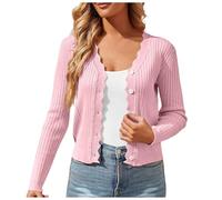 Strickjacke Damen, Cardigan Damen Kurz, Vorne Offen Regular Fit Dünne Jacke Frühling Langarm Übergangsjacke Strick Leichte Sommerjacke Strickjacken Für Damen Lightweight Jacke Bolero Jäckchen